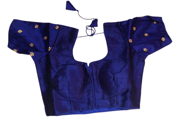 Raw Silk Royal blue Designer Blouse 36